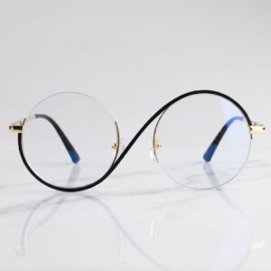 BLACK GOLD WAVE ROUND GLASSES 20% off